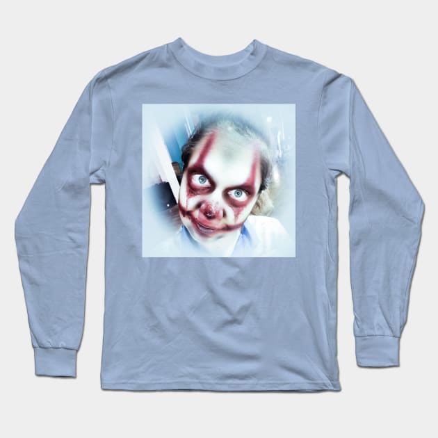 Zombie Clown Stare Long Sleeve T-Shirt by sarahkathart90